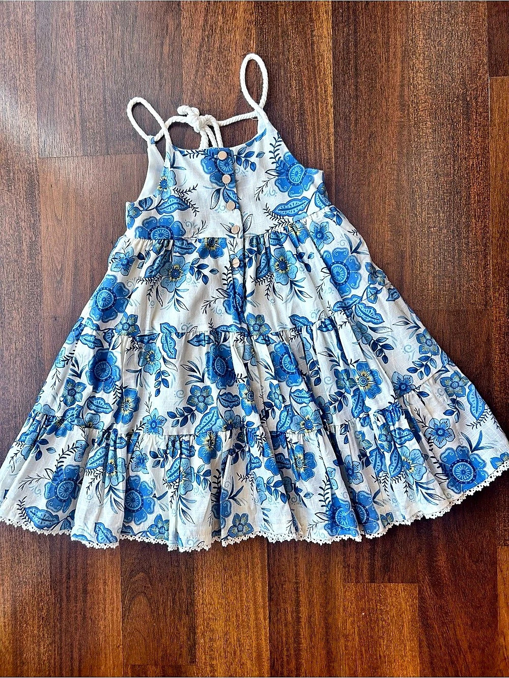 haute hippie Girls Floral Sundress Blue & White Size 4T